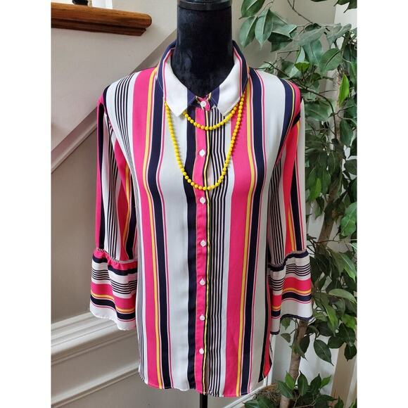 Est. 1946 Women Multicolor Polyester Collared Long Sleeve Button Down Shirt 20W - Picture 2 of 12